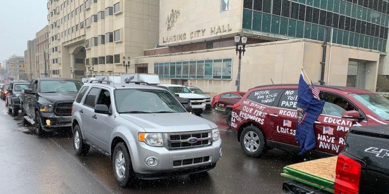 Drivers swarm Michigan capital to protest coronavirus lockdown measures | Fox News